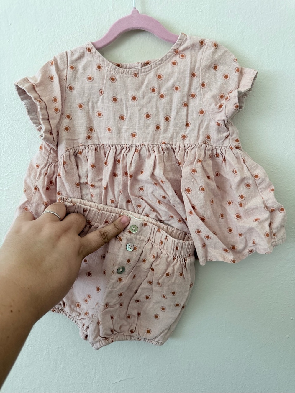 Rylee + Cru Blush Pink Two-Piece Set with Sun Print